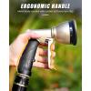 imageRAINPOINT Garden Hose Nozzle Heavy Duty Metal Water Hose Sprayer Nozzle with 9 Adjustable Spray Patterns High Pressure Hand Sprayer for Watering Plants ampamp LawnsBlackBlack
