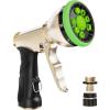 imageRAINPOINT Garden Hose Nozzle Heavy Duty Metal Water Hose Sprayer Nozzle with 9 Adjustable Spray Patterns High Pressure Hand Sprayer for Watering Plants ampamp LawnsBlackGreen