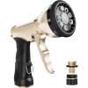 imageRAINPOINT Garden Hose Nozzle Hose Sprayer Nozzle with 9 Spray Patterns High Pressure Water Hose Nozzle Heavy Duty Metal Hand Sprayer Watering Plants and Lawn Car Washing Pet ShoweringBlueGray