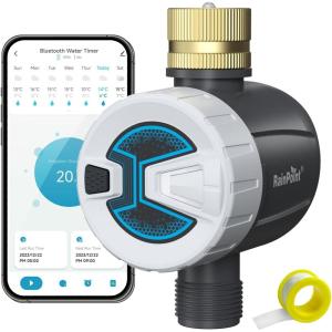 imageRAINPOINT Bluetooth Hose Timer with Brass InletSmart Water Timer for Garden Hose with Rain DelayManualAuto Watering App ControlSmart Water Timer