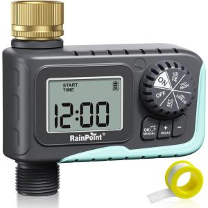 imageRAINPOINT Sprinkler Timer Outdoor Water Timer for Garden Hose Programmable Watering Irrigation Timer with Rain DelayManual V2 2024 ReleasePlasticMetal