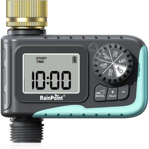 imageRAINPOINT Sprinkler Timer Programmable Water Timer for Garden Hose Outdoor Soaker Hose Timed with Rain DelayManualAutomatic Watering System Digital Irrigation for Yard Lawn 1 OutletBrass