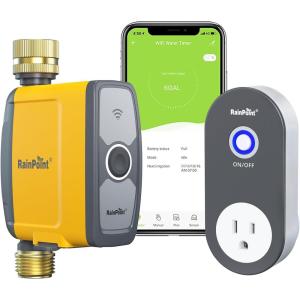 imageRAINPOINT WiFi Water Timer Smart Hose Timer for Garden Hose WiFi Irrigation Controller Smart Sprinkler System Valve APP ampamp Voice Control WeatherBased Automatic Rain Delay Brass Inlet ampamp OutletTimer with WiFi Hub