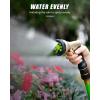 imageRAINPOINT Garden Hose Nozzle Hose Sprayer Nozzle with 9 Spray Patterns High Pressure Water Hose Nozzle Heavy Duty Metal Hand Sprayer Watering Plants and Lawn Car Washing Pet ShoweringGrey 2pcsGreen