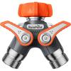 imageRAINPOINT Garden Hose Splitter 2 Way Heavy Duty Water Hose Y Spigot Splitter with Shutoff Valves 100 Metal Body Outdoor Faucet Splitter 19quot Extra Long Metal Handle 34quot GHT Thread 1 OrangeOrange