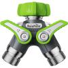 imageRAINPOINT Garden Hose Splitter 2 Way Heavy Duty Water Hose Y Spigot Splitter with Shutoff Valves 100 Metal Body Outdoor Faucet Splitter 19quot Extra Long Metal Handle 34quot GHT Thread 1 OrangeGreen