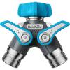 imageRAINPOINT Garden Hose Splitter 2 Way Heavy Duty Water Hose Y Spigot Splitter with Shutoff Valves 100 Metal Body Outdoor Faucet Splitter 19quot Extra Long Metal Handle 34quot GHT Thread 1 OrangeBlue