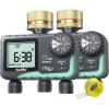imageRAINPOINT Water Timer for Garden Hose  Sprinkler Timer with Brass Swivel  Rain DelayManual WateringAutomatic Irrigation Programmable Faucet for Yard 2 Outlet2