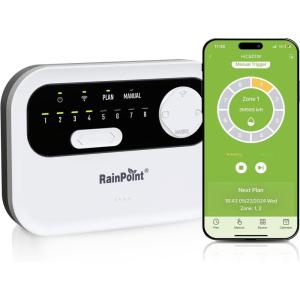 imageRAINPOINT 6 Zone Sprinkler Controller  Local Weather Based WiFi  Voice Control Smart Sprinkler Controller6 Zone