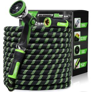 imageRAINPOINT Metal Garden Hose 25 ft  Nokink 304 Steel Water Hose with 10 mode Nozzle  Brass Connection Swivel Handle Flexible HoseLightweight Puncture100ft