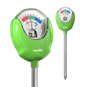 imageRAINPOINT Soil Moisture Meter for Plants  Accurate Plant Water Meter for Houseplants and Outdoor PlantsGardeningFarmingNo Batteries NeededWhiteGreen