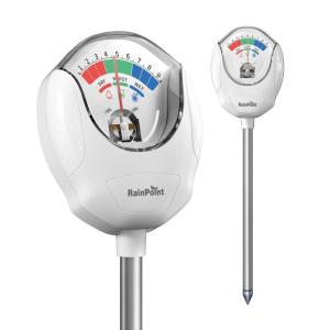 imageRAINPOINT Soil Moisture Meter for Plants  Accurate Plant Water Meter for Houseplants and Outdoor PlantsGardeningFarmingNo Batteries NeededWhiteWhite