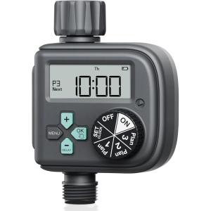 imageRAINPOINT Sprinkler Timer with 3 Different Programs Waterproof Hose Timer Brass Inlet with Rain DelayManualAutomatic Irrigation System 1 OutletPlastic