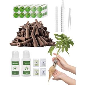 imageRAINPOINT 134PCS Hydroponic Pods Kit  Seed Pod Kit for Aerogarden and All Brand  1 PCS AB Food 2 PCS Fertilizer 13 PCS Baskets 13 PCS Covers 52 PCS Grow Sponges 52 PCS Labels 1 PCS Tweezers134PCS
