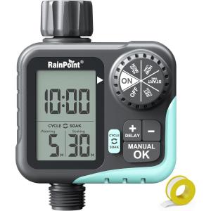imageRAINPOINT Sprinkler Timer  Cycle ampamp Soak Water Timer for Garden Hose with Rain DelayAutomatic WateringManual Watering Programmable for Lawn Yard Irrigation System Outdoor