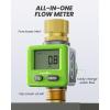 imageRAINPOINT Water Flow Meter 5 Accuracy Pure Brass Inlet ampamp Outlet Water Meter 180 ScreenFlip 4 Measure Modes for Outdoor Garden Hose Lawn Sprinkler Watering RV Water Tank Filling GreenGreen