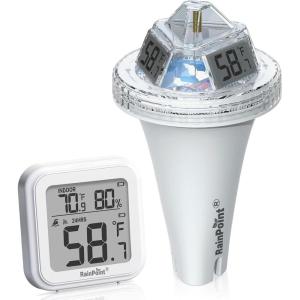 imageRAINPOINT AntiFog 360 Reading 3 Large Letters Displays Wireless Digital Pool Thermometer FloatingDualLayer IP68 Waterproofing Remote Temperature Monitor Easy Read Hot Tub SPA Inflatable PoolPinkWhite