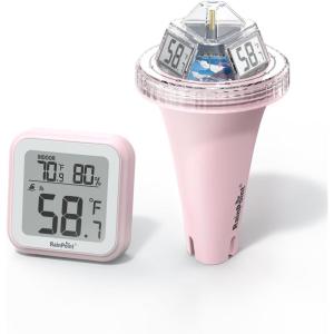 imageRAINPOINT AntiFog 360 Reading 3 Large Letters Displays Wireless Digital Pool Thermometer FloatingDualLayer IP68 Waterproofing Remote Temperature Monitor Easy Read Hot Tub SPA Inflatable PoolPinkPink