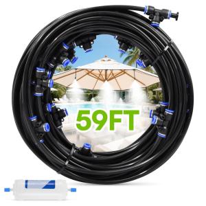 imageRAINPOINT Misters for Outside Patio  Upgraded 75FT23M Misting System Kit with Water Filter for Cooling Outdoor 75FT Misting Line  22 Mist Nozzles for Backyard Garden Porch Deck Greenhouse59FT